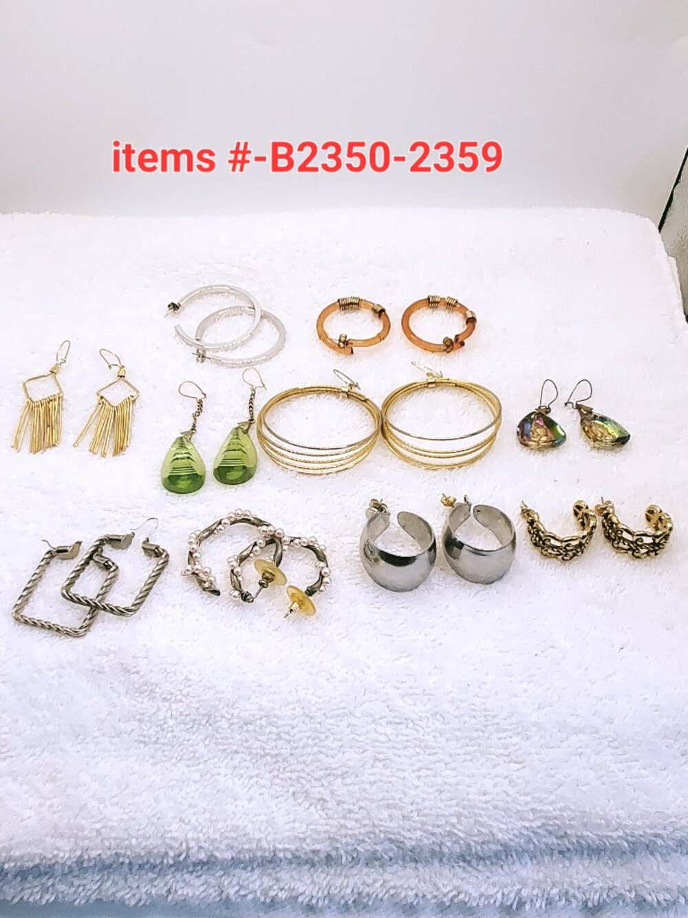 10 Pair of Pierced Earrings, items # B 2350-2359.,  wt. 83 grams